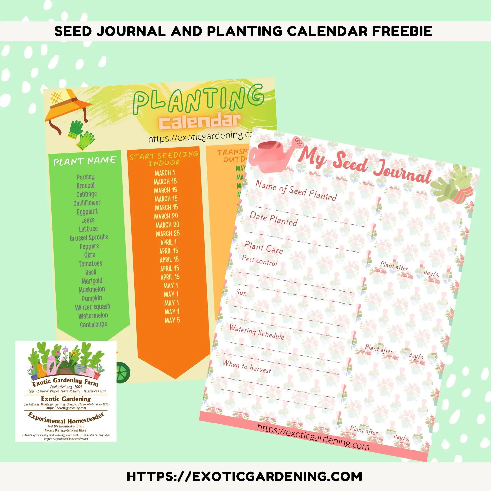 Seed Journal And Planting Calendar Freebie