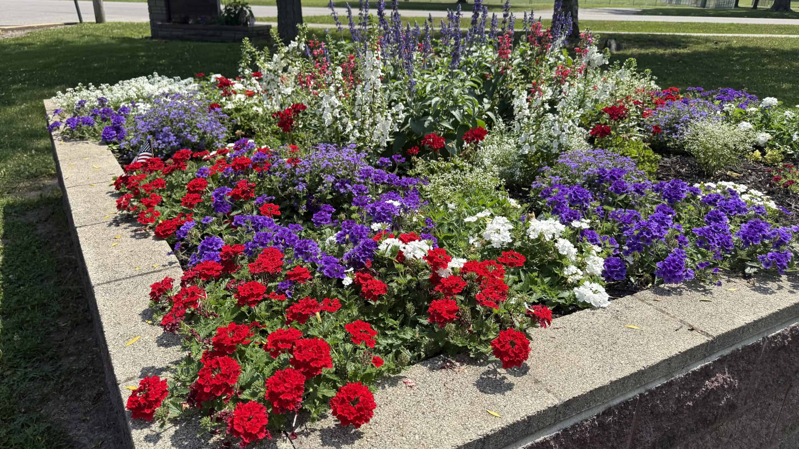 Summer garden planting at Gas City Park in Gas City, Indiana.