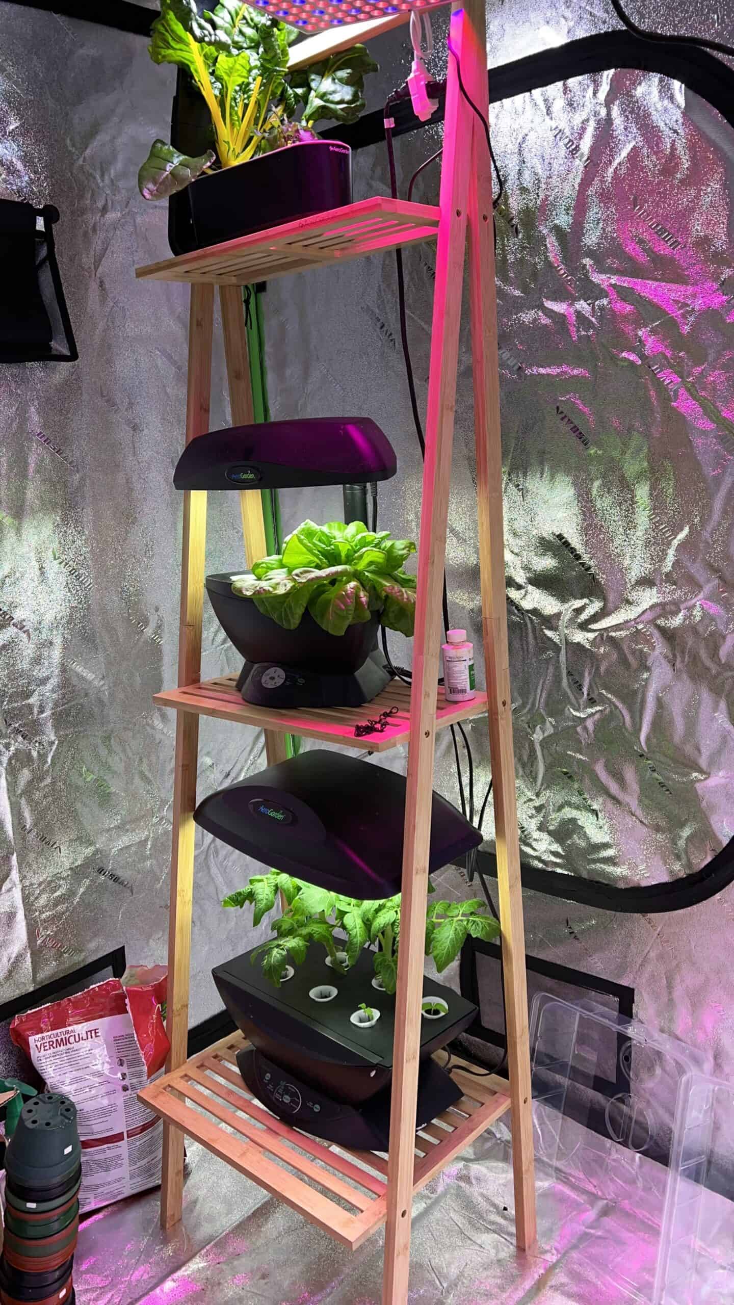 Indoor grow tent used for controlled-environment growing at Exotic Gardening Farm and Wildlife Habitat.