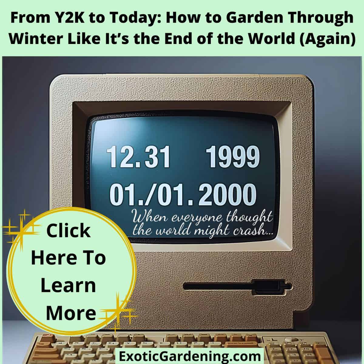 Retro computer showing “12.31.1999 → 01.01.2000” with caption “When everyone thought the world might crash.”