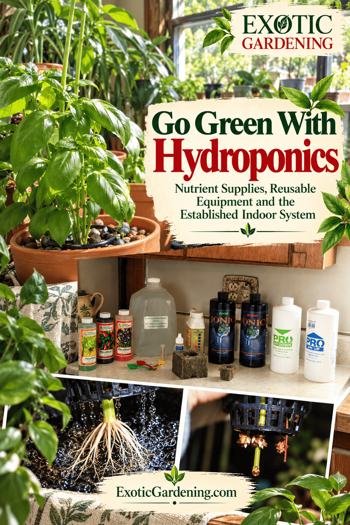 go green with hydroponics lifestyle pinterest 1200x1800 - Exotic Gardening